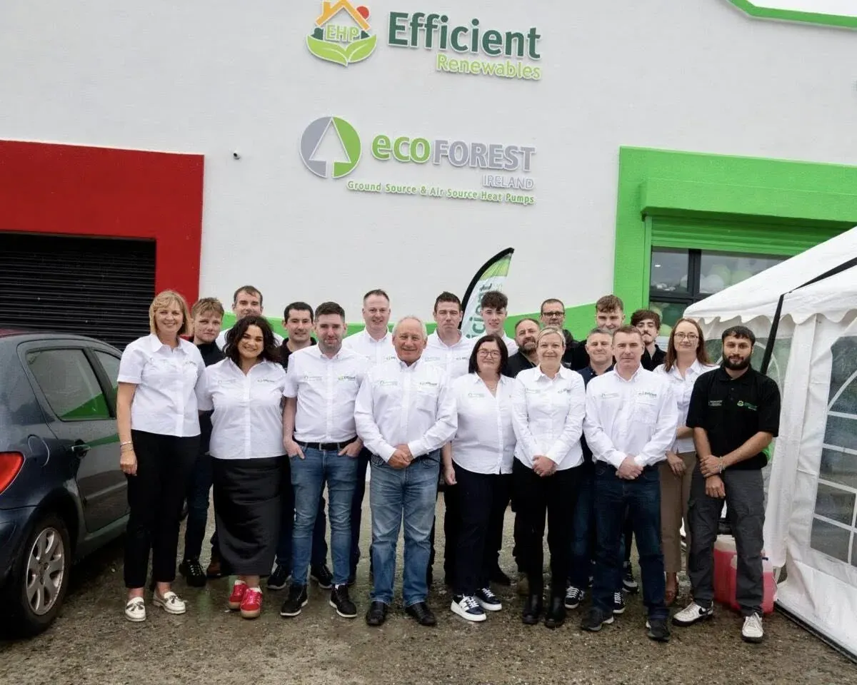 The EHP Renewables team outside the Ecoforest Ireland showroom in Donegal